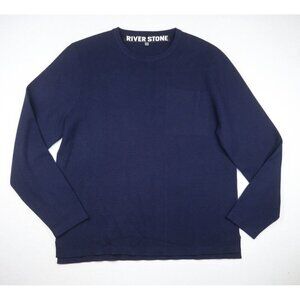RIVER STONE - MEN'S NAVY BLUE PULLOVER SWEATER - SIZE L